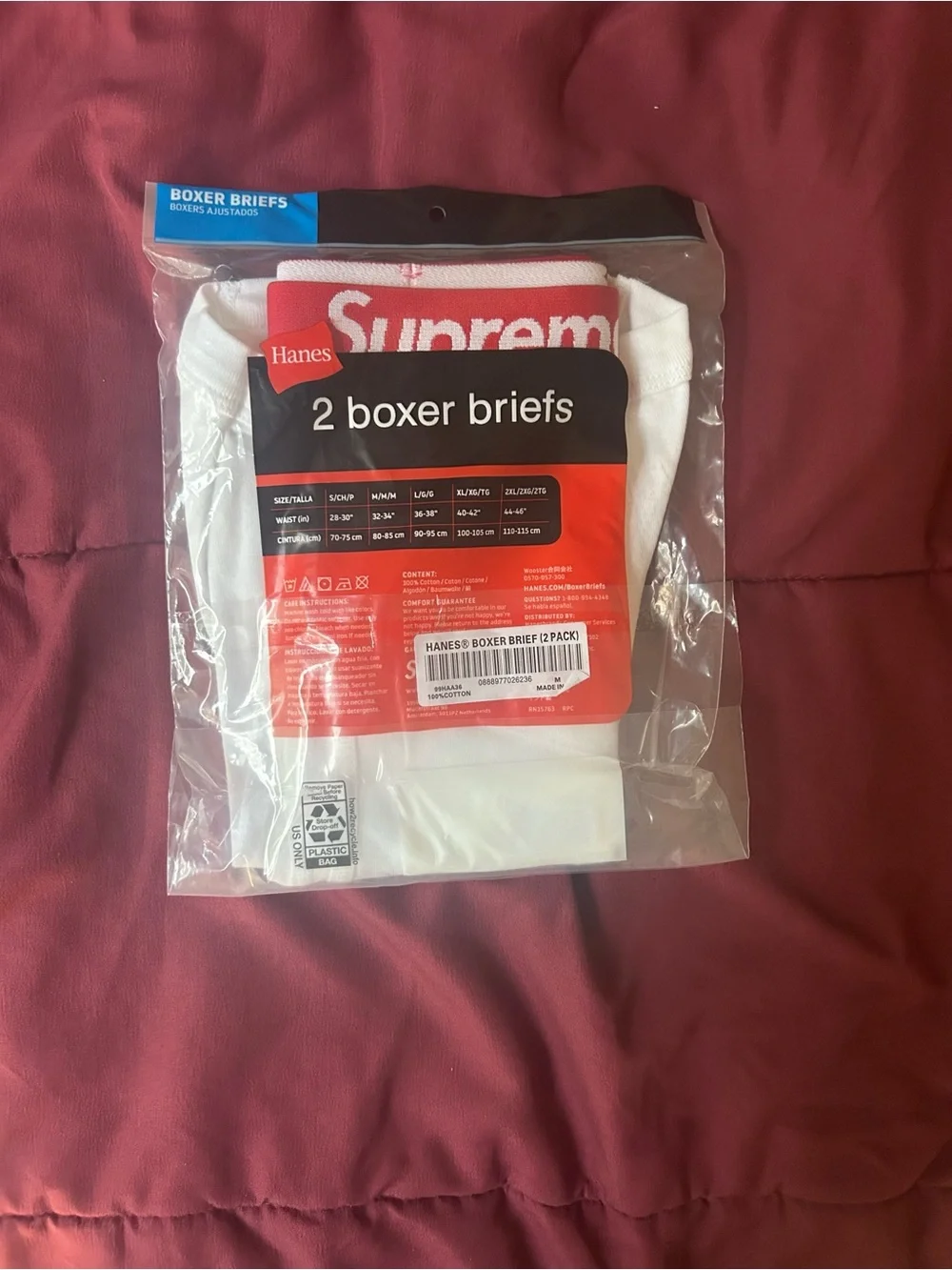 Hanes White Boxer Briefs 2-Pack with Red Logo Packaging